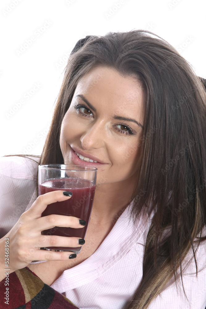 Model Released. Young Woman Drinking Pomegranate Juice Model Released. Young Woman Drinking Pomegranate Juice