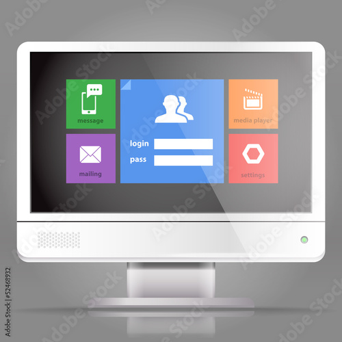 Modern lcd monitor with tile interface