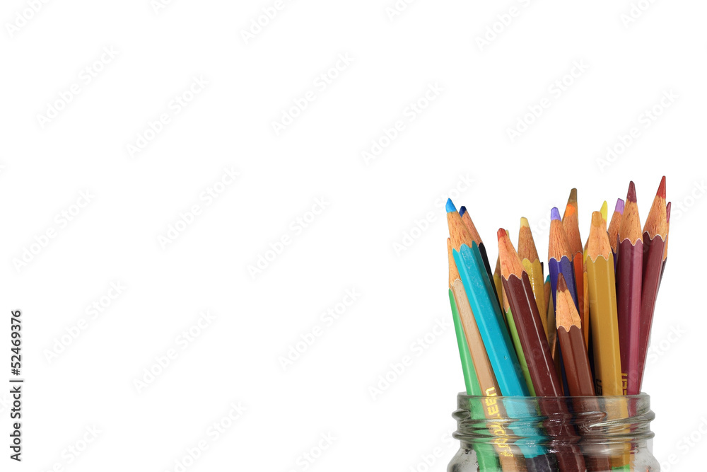 set of different colored pencils with white background.. set of different colored pencils with white background..