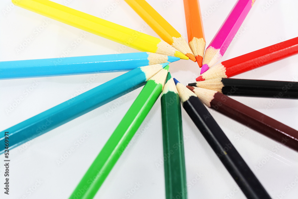 set of different colored pencils with white background.. set of different colored pencils with white background..