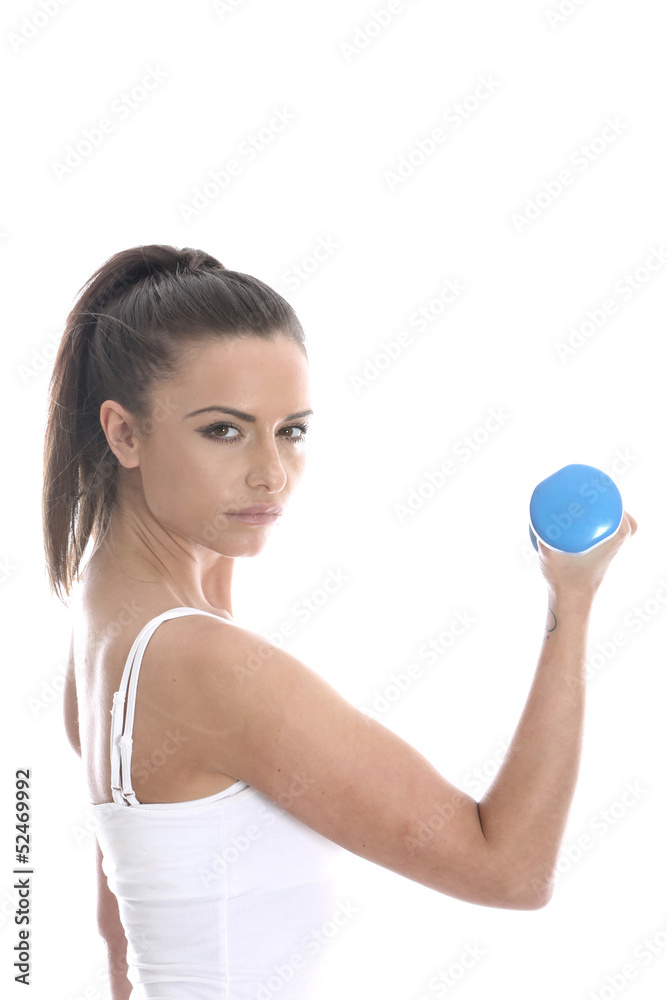 Model Released. Young Woman Exercising with Weights Model Released. Young Woman Exercising with Weights