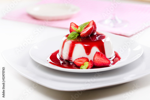 Fancy Panna Cotta With Strawberries photo