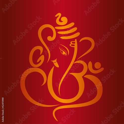 Ganesha, traditional Hindu wedding card, royal Rajasthan, India