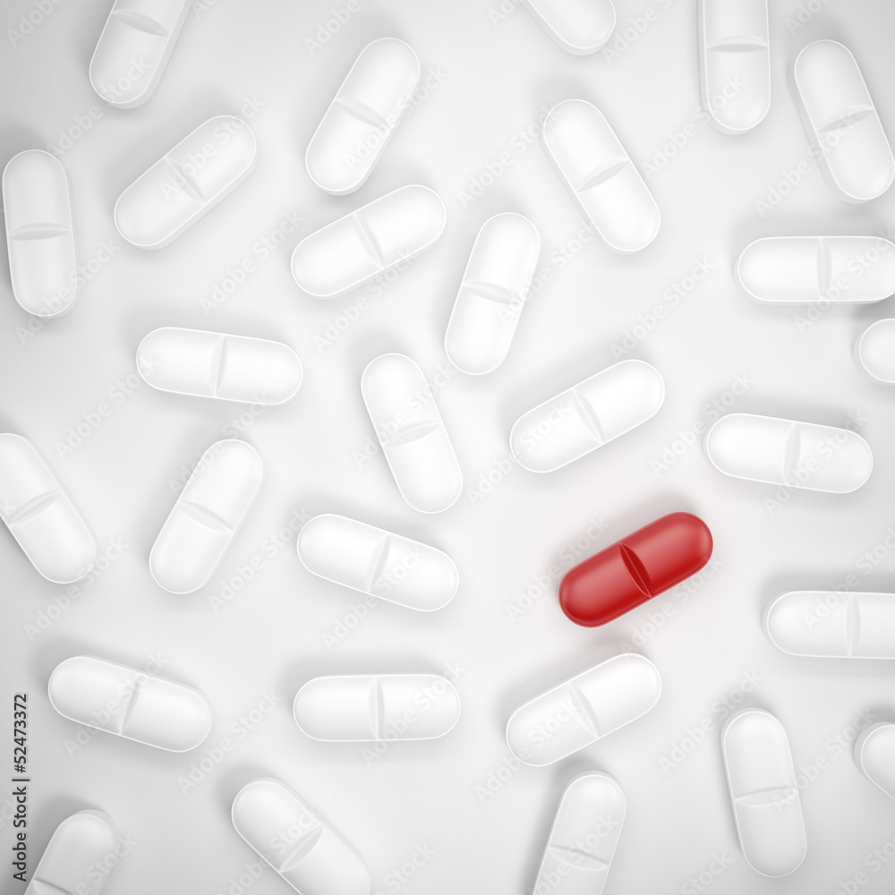 one red pill among grey pills one red pill among grey pills