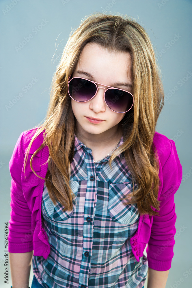 little fashion model in sunglasses little fashion model in sunglasses