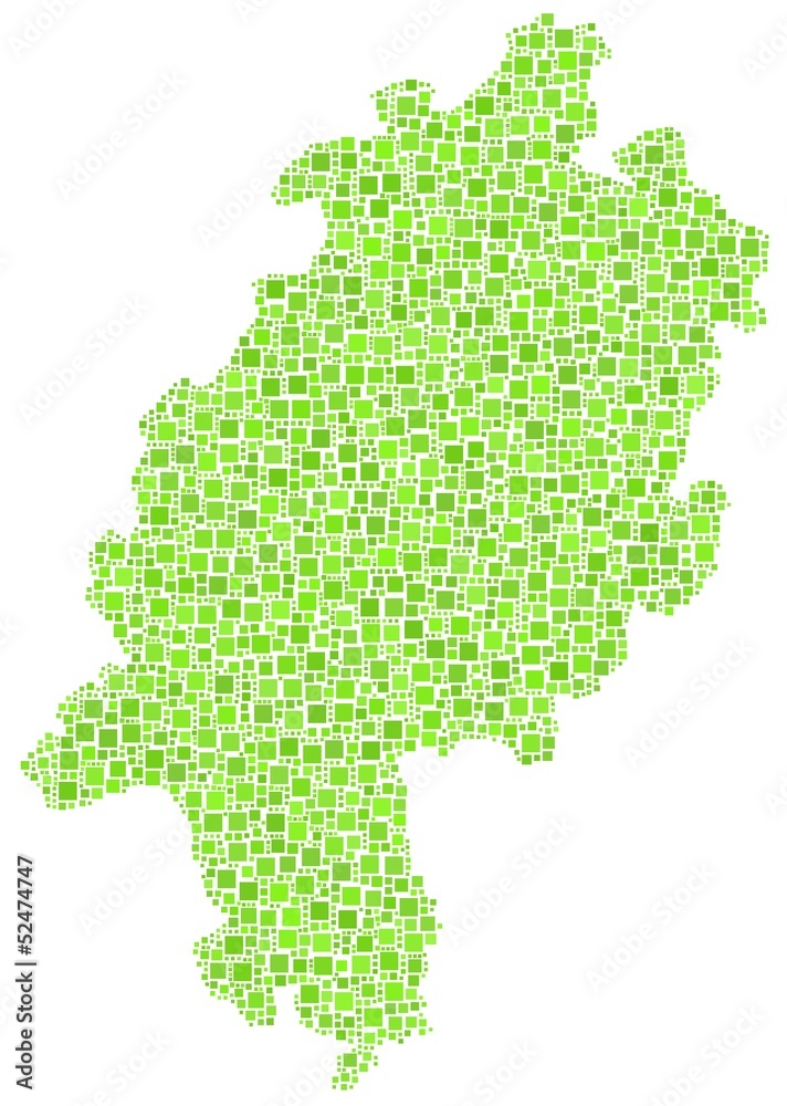 Map of Hesse - Germany - in a mosaic of green squares