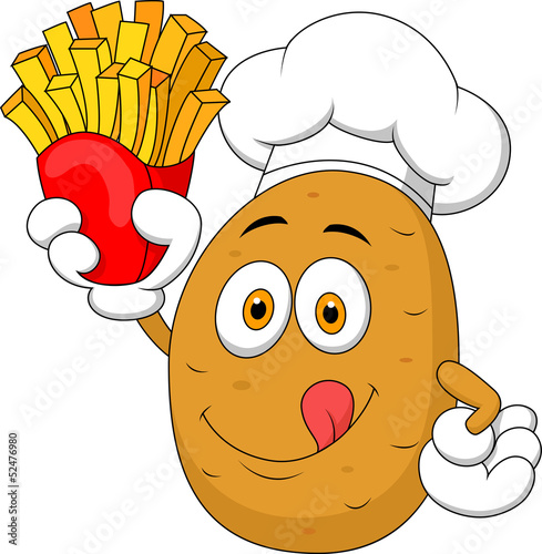 Potato Chef Holding Up A French Fries
