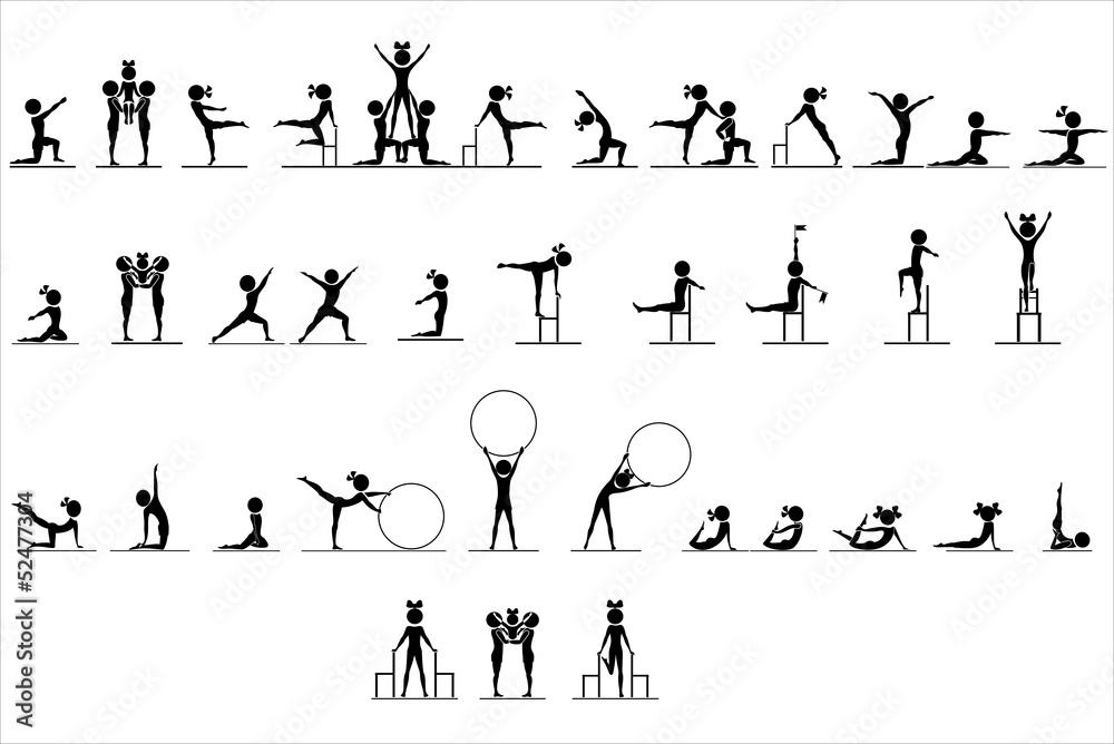 The set figures of humans in different poses