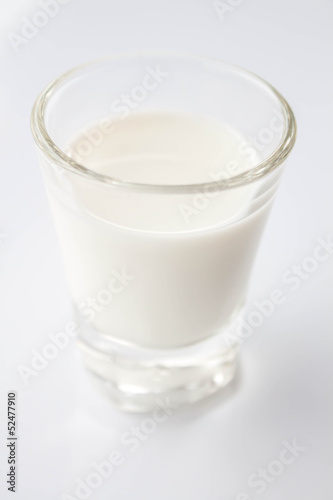 Mini glass of fresh low fat milk