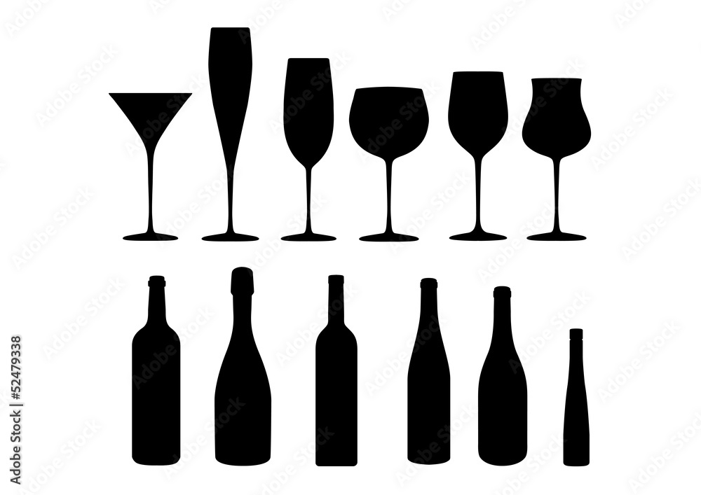 wine cocktail champagne icon set