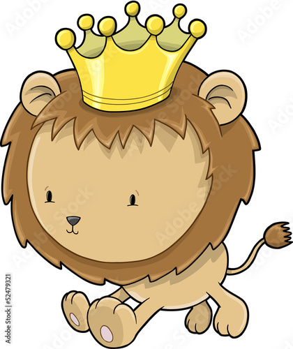 Fototapeta Naklejka Na Ścianę i Meble -  Cute Lion Cub Prince Vector Illustration Art