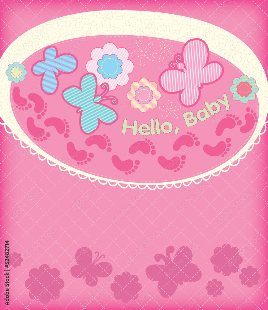 Greeting card with the birth of a girl. Greeting card with the birth of a girl.