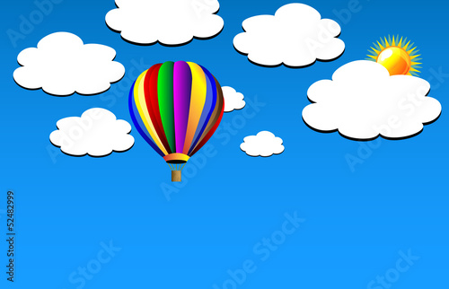 Fototapeta Naklejka Na Ścianę i Meble -  Vector hot air balloon on sky