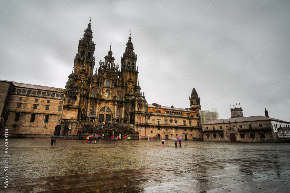 Fototapeta premium Santiago de Compostela bajo la lluvia