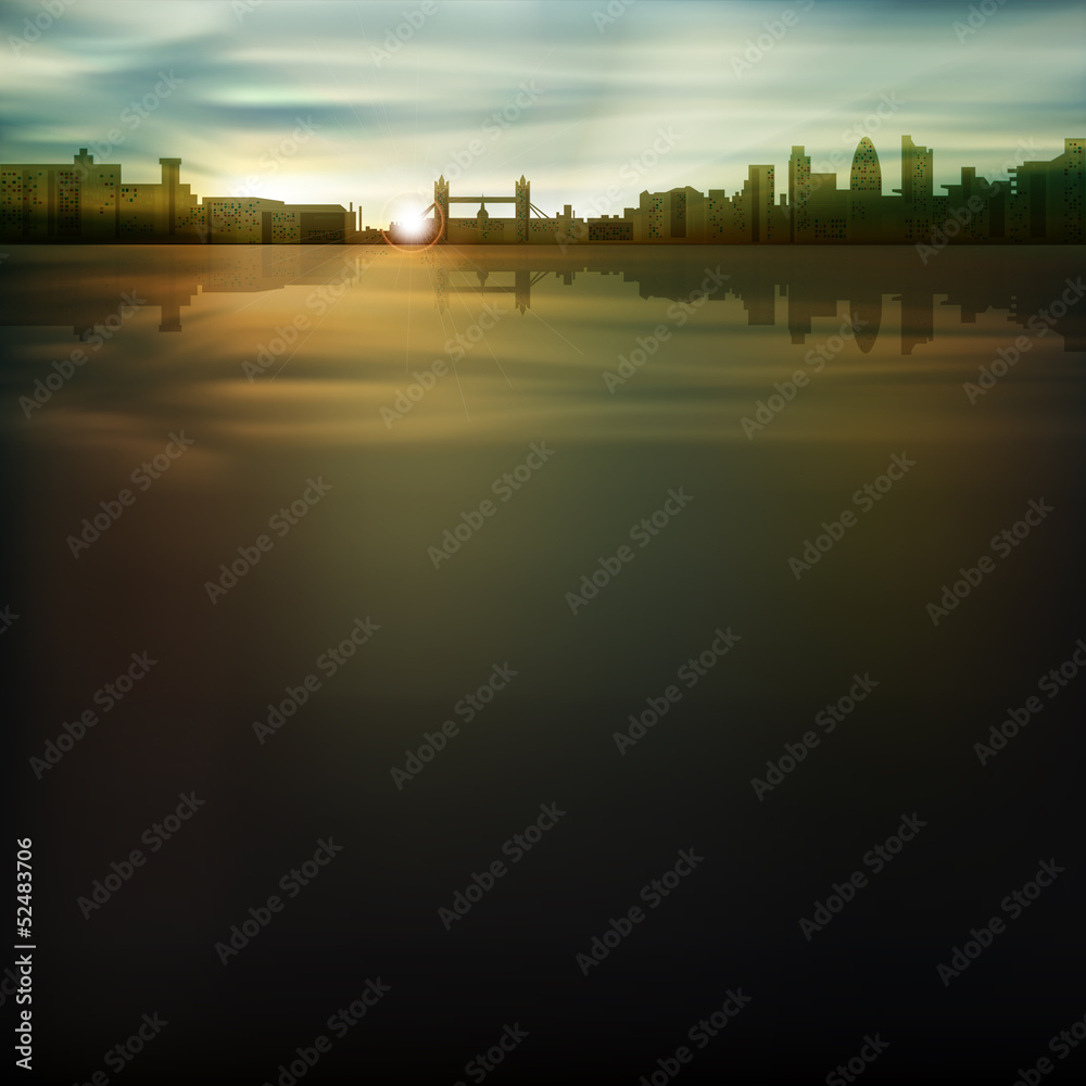 abstract background with silhouette of city