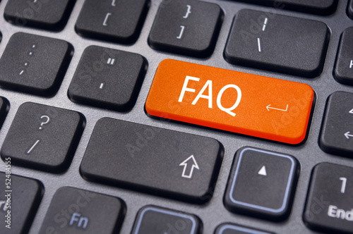 faq concepts, messages on keyboard enter key