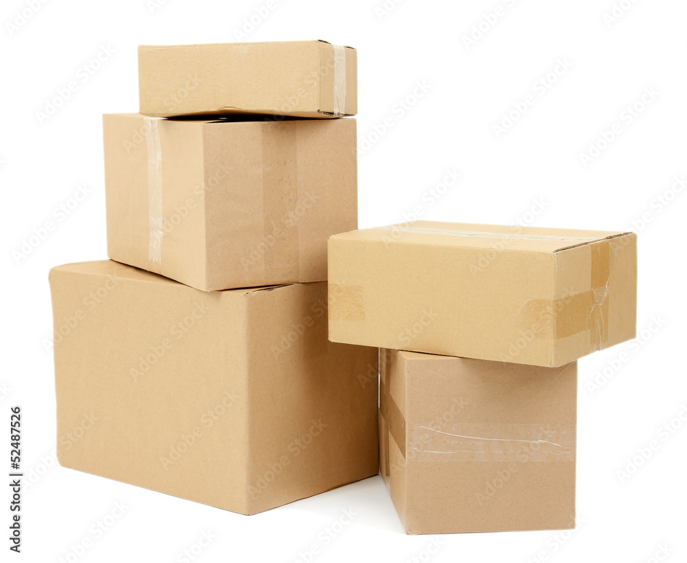 Different cardboard boxes isolated on white Different cardboard boxes isolated on white