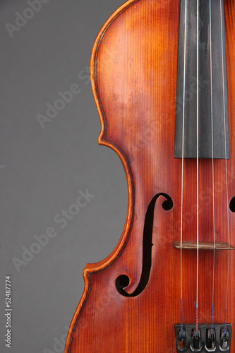 Classical violin on grey background