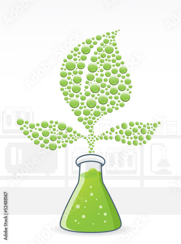 illustration of a Chemical reaction from plants and herbs