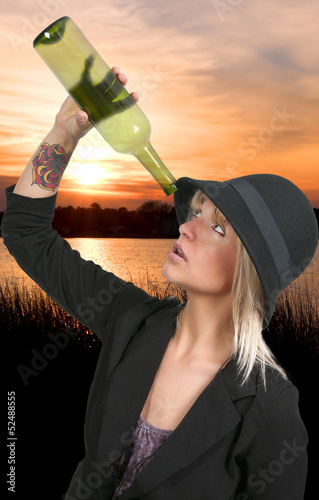 Woman with Wine photo