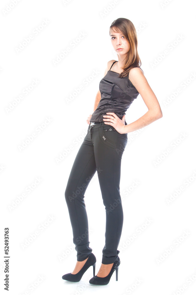 beautiful and young woman on an isolated white background beautiful and young woman on an isolated white background
