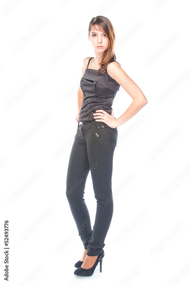 beautiful and young woman on an isolated white background beautiful and young woman on an isolated white background