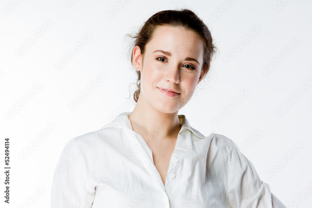 beautiful and young woman on an isolated white background beautiful and young woman on an isolated white background