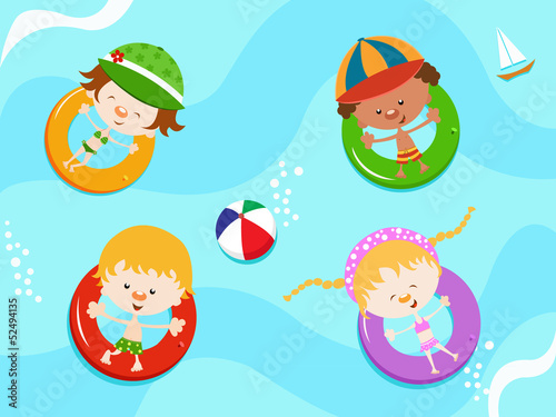 Kids Floating with Inner Tube‘