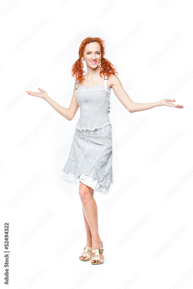 beautiful and young woman on an isolated white background beautiful and young woman on an isolated white background