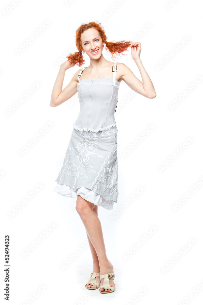 beautiful and young woman on an isolated white background beautiful and young woman on an isolated white background