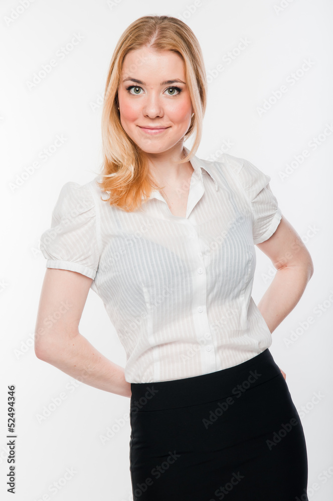 beautiful and young woman on an isolated white background beautiful and young woman on an isolated white background