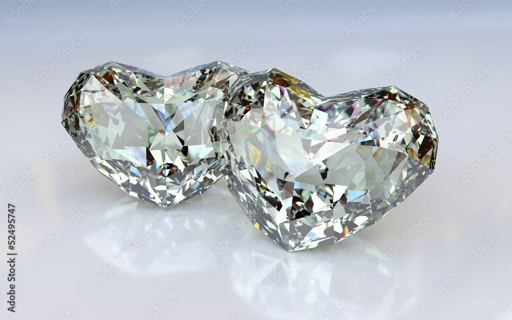 Diamond hearts on white background Diamond hearts on white background