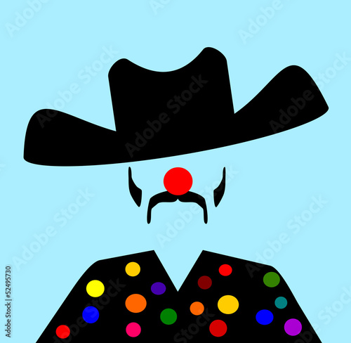 rodeo clown with cowboy hat