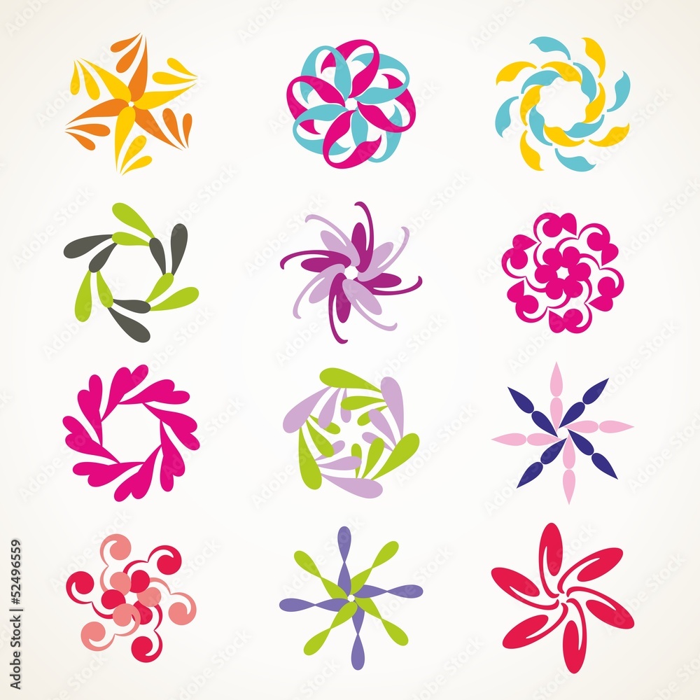 Obraz premium Flowers collection. Decorative graphic elements for decoration