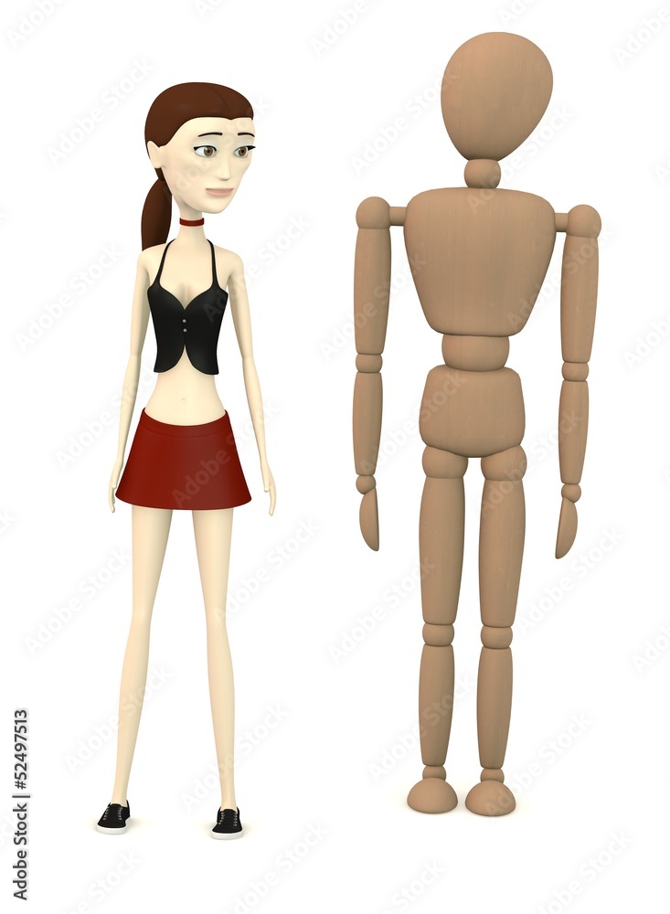3d render of cartoon character with mannequin 3d render of cartoon character with mannequin