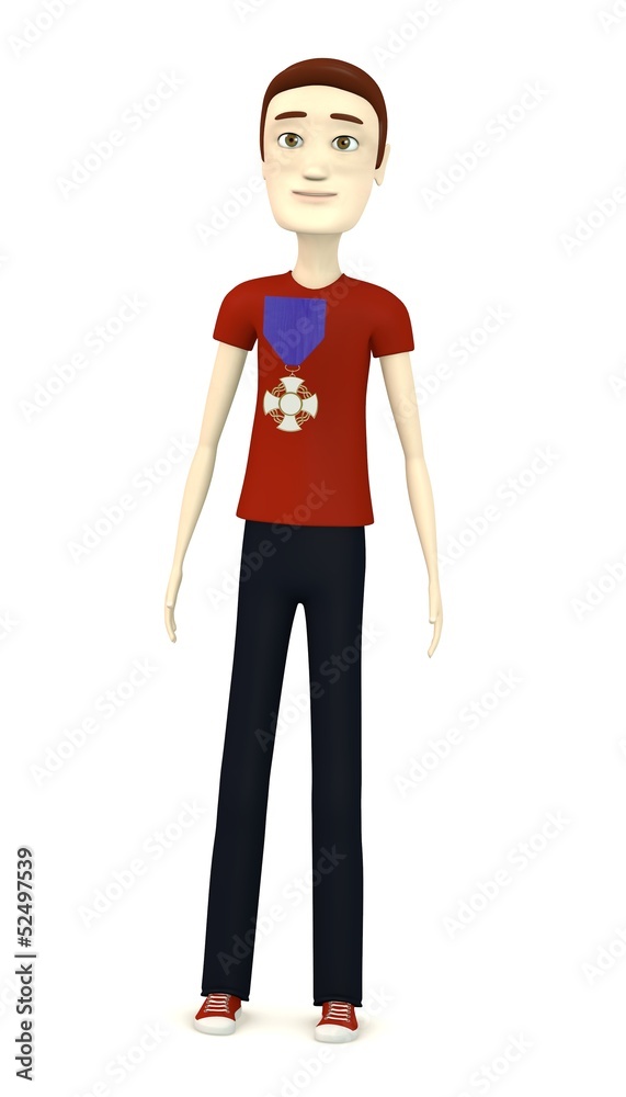 3d render of cartoon character with medal 3d render of cartoon character with medal
