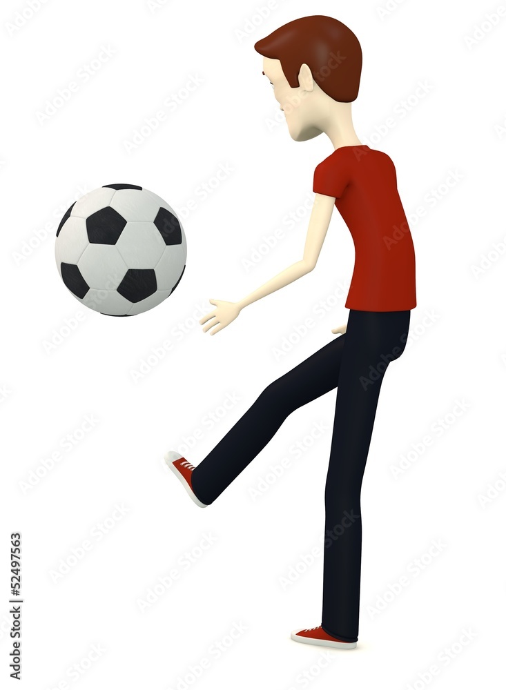3d render of cartoon character with soccer ball