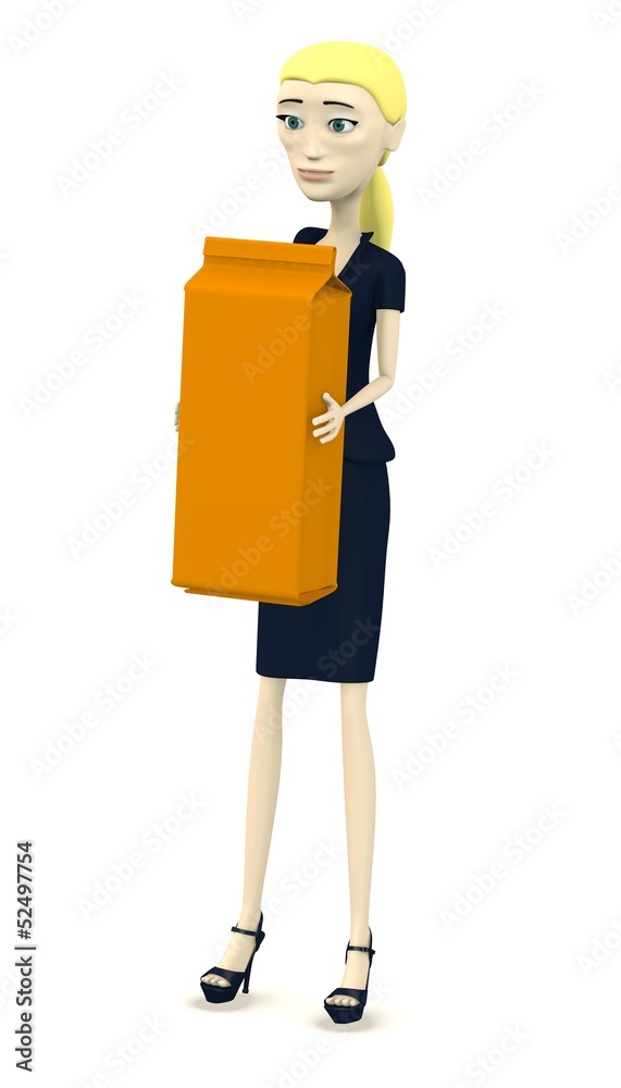 3d render of cartoon character with pasta box 3d render of cartoon character with pasta box