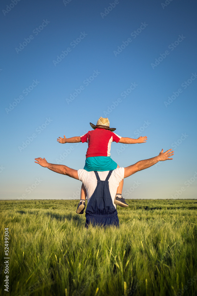 Farmer and the boy in the field Farmer and the boy in the field