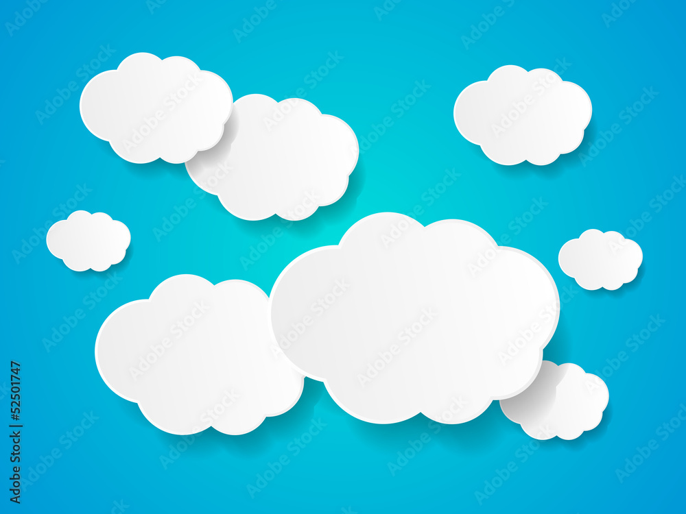 White paper clouds background with place for text