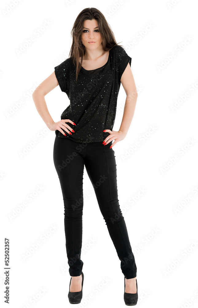 Beautiful woman with long brown hair.Pportrait of a fashion mode Beautiful woman with long brown hair.Pportrait of a fashion mode