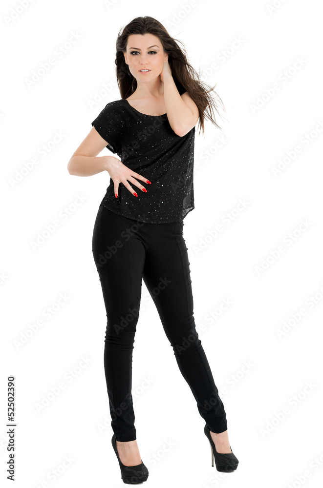 Beautiful woman with long brown hair.Pportrait of a fashion mode Beautiful woman with long brown hair.Pportrait of a fashion mode