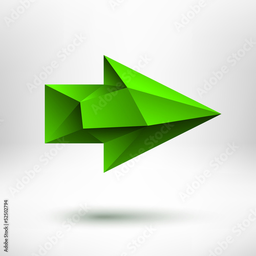 3d Green Right Arrow Sign with Light Background