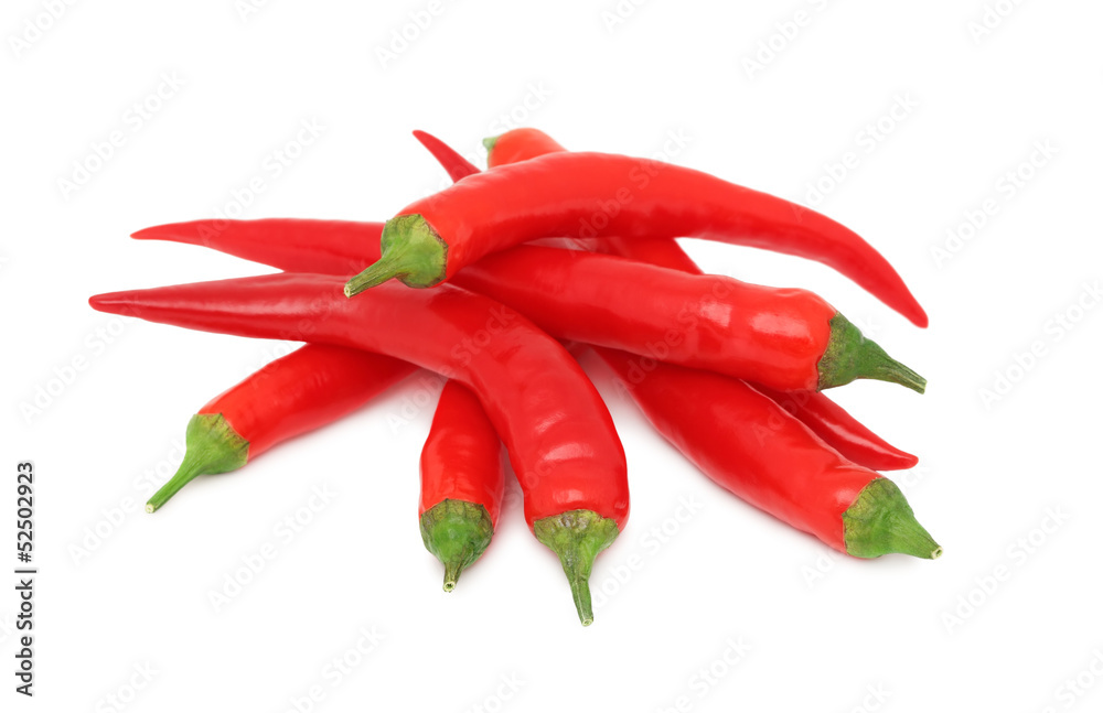 Pile of red chilli peppers (isolated)