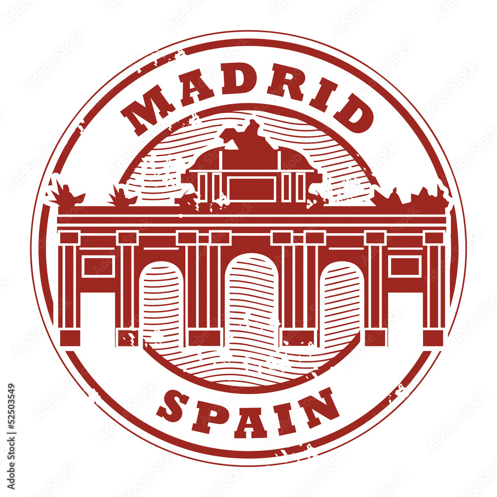 Naklejka premium Stamp with words Madrid, Spain inside, vector illustration