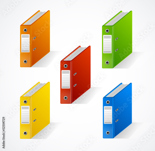 Set of colorful ring binders