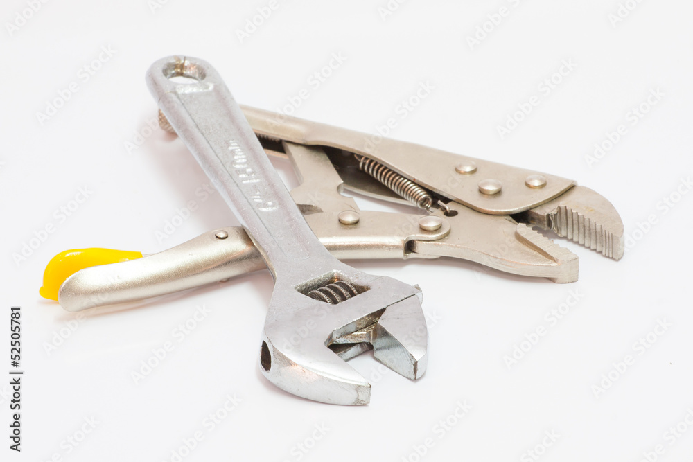 Steel shiny spanner isolated on white background Steel shiny spanner isolated on white background