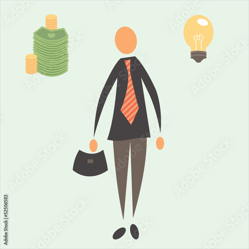 businessman with money and idea