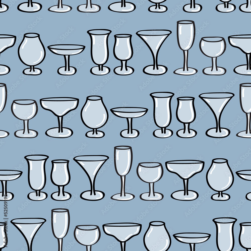 Drinking Glasses Seamless Background. Drinking Glasses Seamless Background.