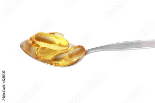 isolated fish oil on a spoon